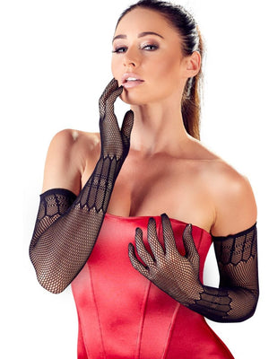Gants en résille noirs longs jusqu'au coude – Cottelli Accessoires