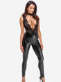 Noir Handmade F298 Catsuit mit Kragen und Perlenkette - Hinreissend