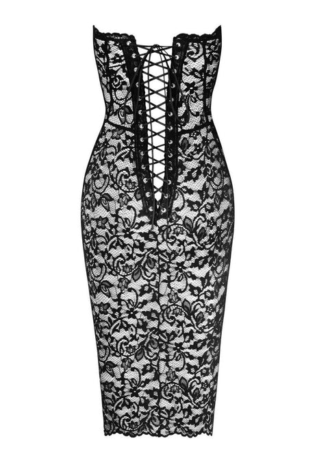Noir Handmade Midikleid mit Schnürung F301 - Hinreissend