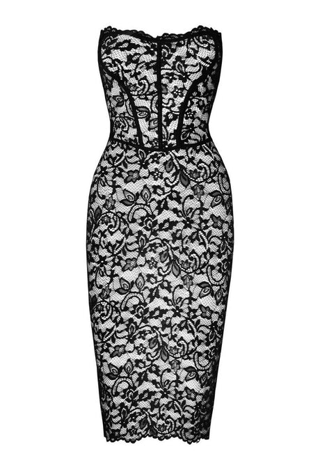 Noir Handmade Midikleid mit Schnürung F301 - Hinreissend