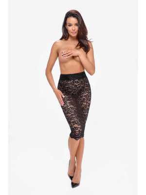 Noir Handmade Midirock F302 Vorderansicht – transparenter Spitzenrock mit Schnürung hinten zweites Bild