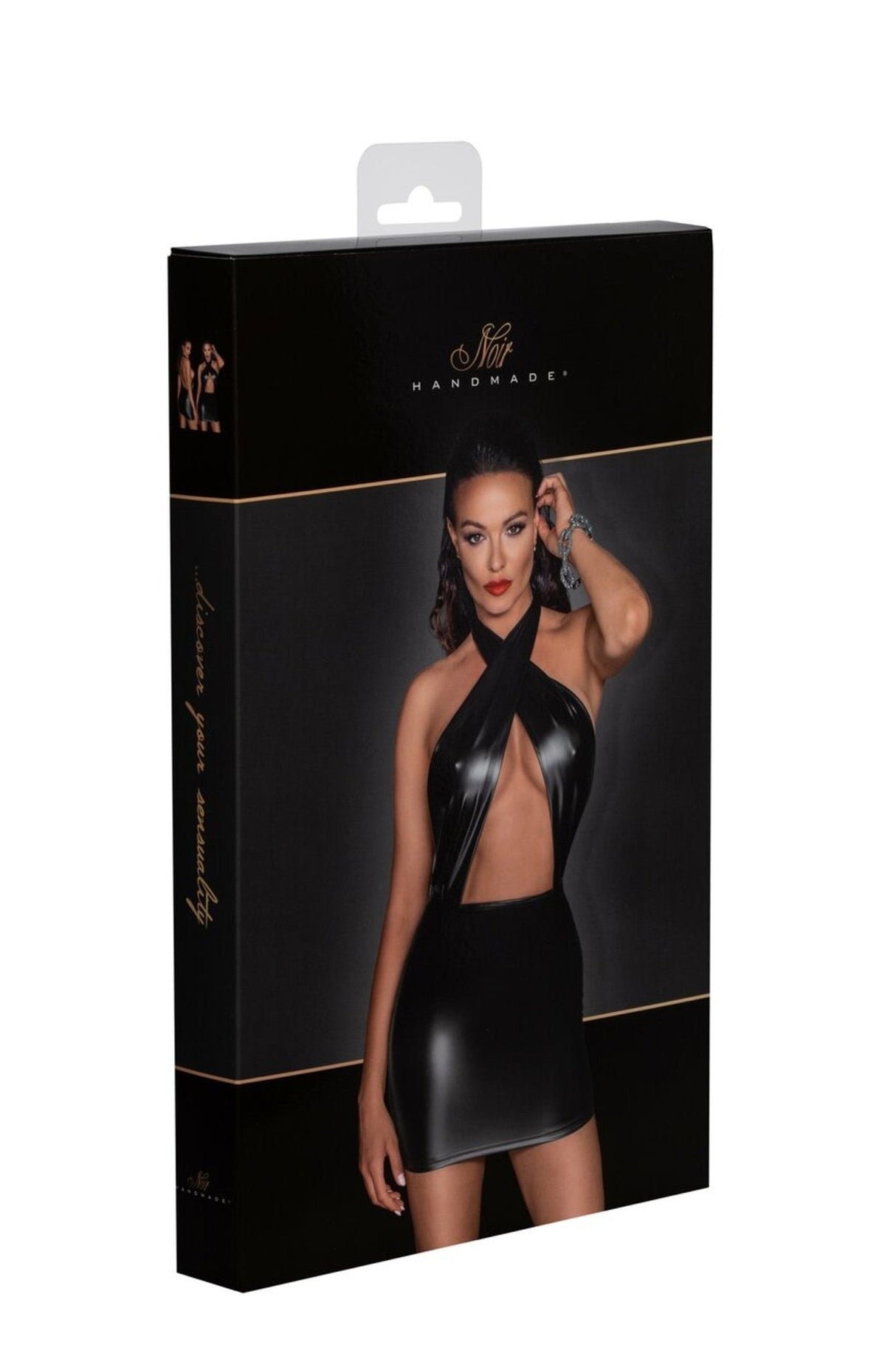 Power Wetlook Neckholder Minikleid F255 | Noir Handmade - Hinreissend
