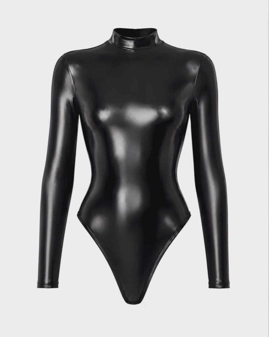 Wetlook Body Damen Schwarz rückenfrei – Noir Handmade, Drehansicht (Video)