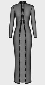 Tüll Maxikleid Damen Schwarz mit Schnürung – Noir Handmade, Drehansicht (Video)