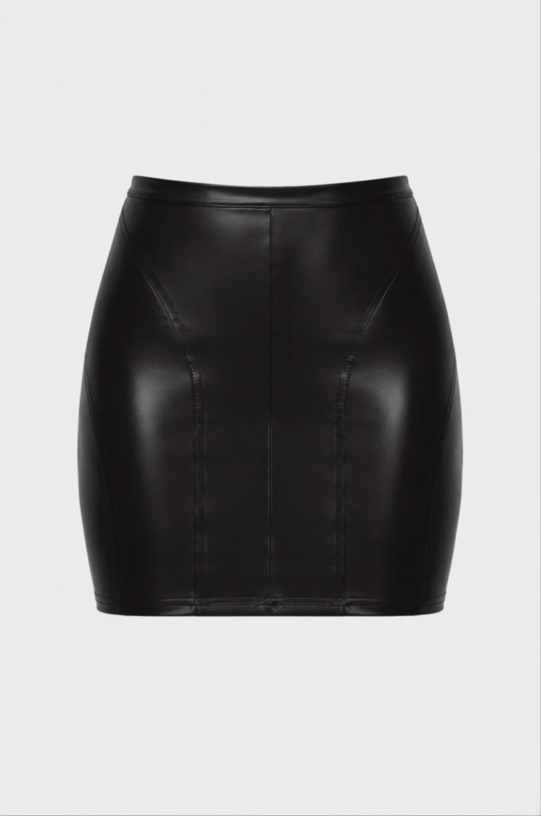 Wetlook Minirock Damen Schwarz – Noir Handmade, Drehansicht (Video)