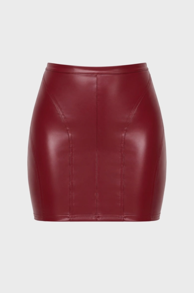 Wetlook Minirock Damen Bordeaux – Noir Handmade, Drehansicht (Video)