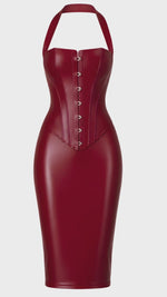Wetlook Midikleid Damen Bordeaux mit Korsett – Noir Handmade, Drehansicht (Video)