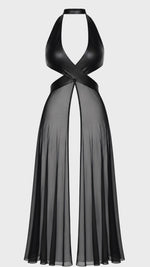 Tüll Maxikleid Damen Schwarz mit Neckholder – Noir Handmade, Drehansicht (Video)