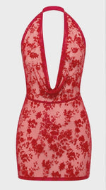 Tüll Minikleid Damen Rot rückenfrei – Noir Handmade, Drehansicht (Video)