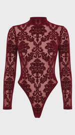 Tüll Body Damen Bordeaux rückenfrei – Noir Handmade, Drehansicht (Video)