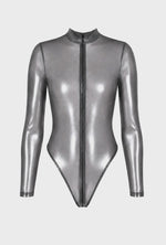 Tüll Body Damen Silber mit 3-Wege-Zip – Noir Handmade, Drehansicht (Video)