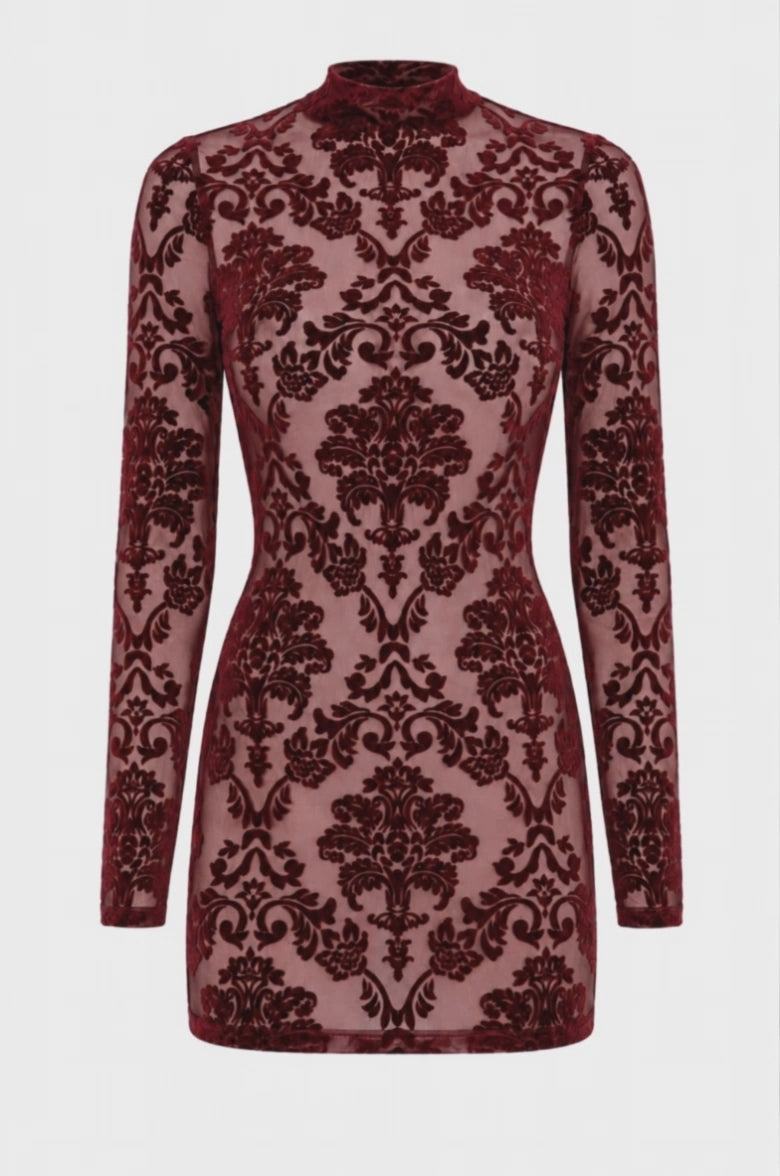 Tüll Minikleid Damen Bordeaux rückenfrei – Noir Handmade, Drehansicht (Video)