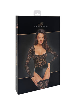 Psyche Bodysuit aus Spitze und Wetlook Noir Handmade F296 - Hinreissend