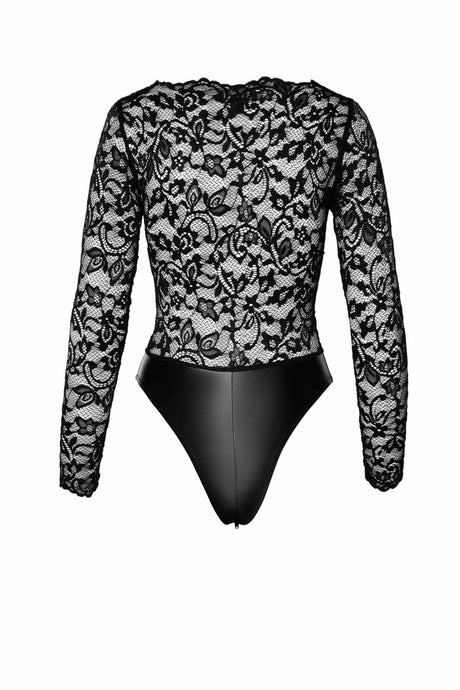 Psyche Bodysuit aus Spitze und Wetlook Noir Handmade F296 - Hinreissend