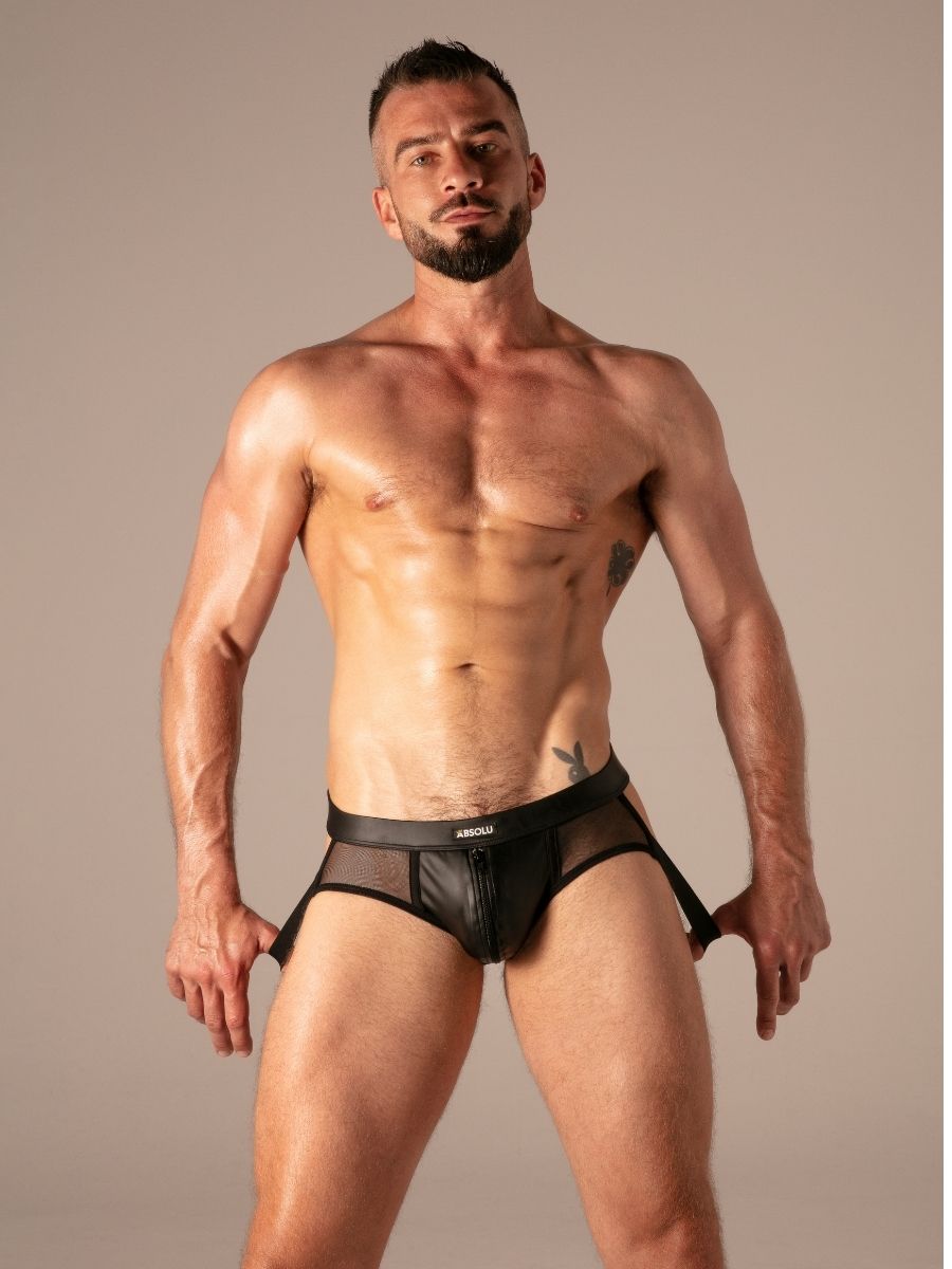 Rebel Zip Jockbrief Wetlook Résille Noir – Absolu Male
