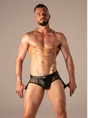 Rebel Zip Jockbrief Wetlook Résille Noir – Absolu Male