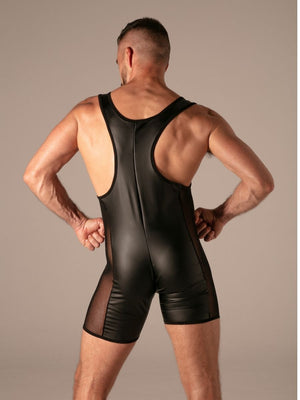 Rebel Zip Singlet Wetlook Résille Noir – Absolu Male