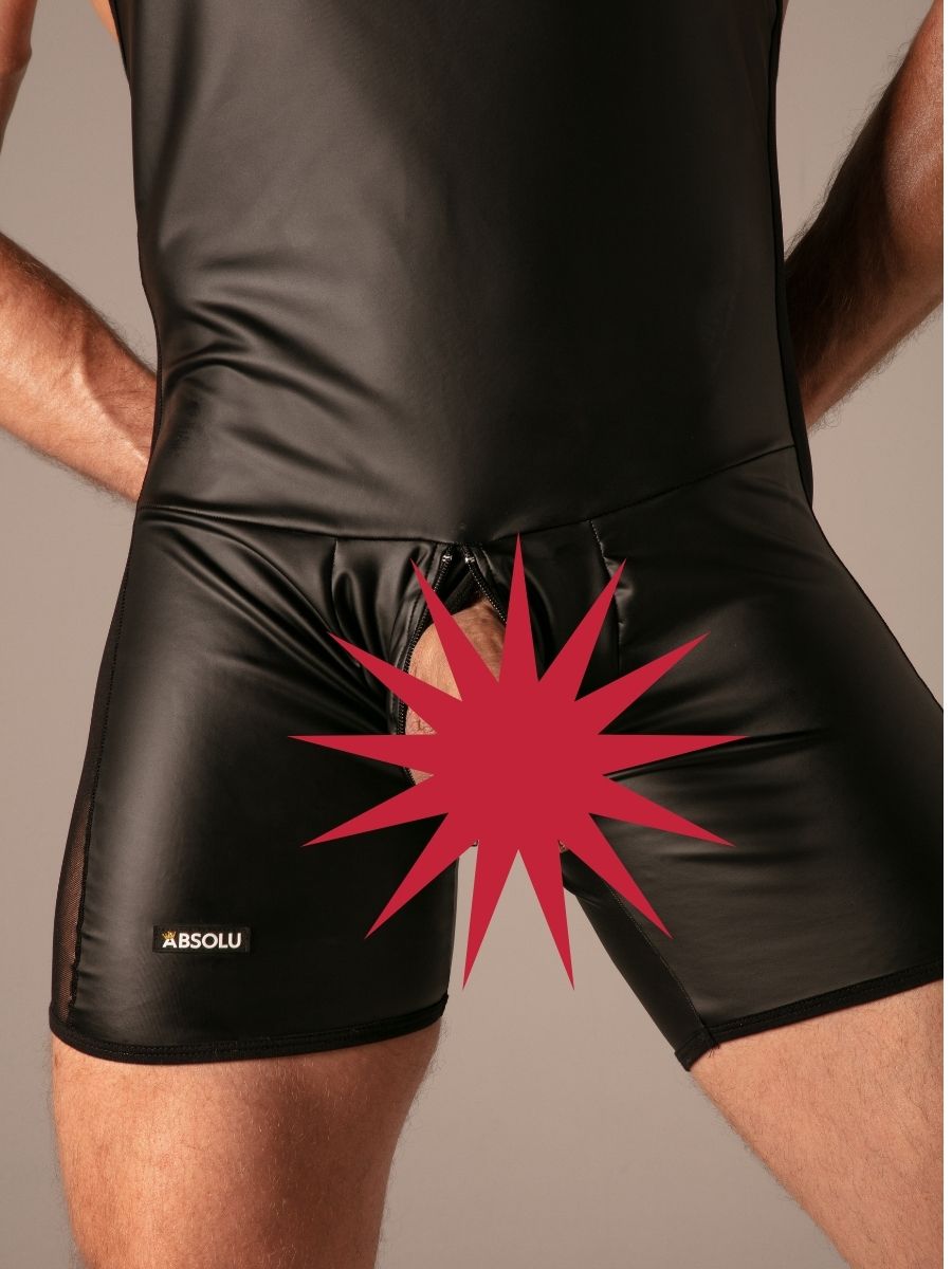 Rebel Zip Singlet Wetlook Résille Noir – Absolu Male