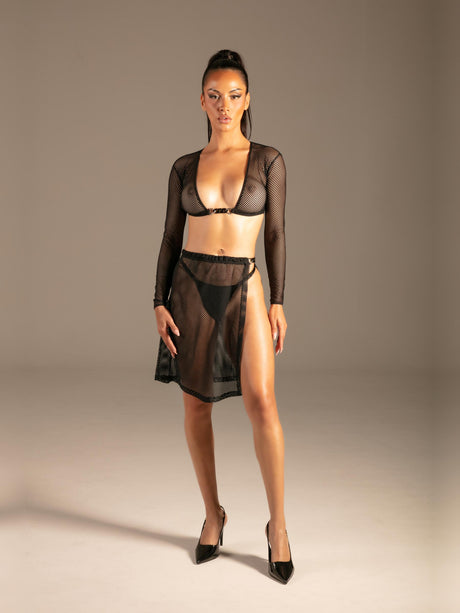 Netz Top Riviera Schwarz Damen von vorne – KYNX