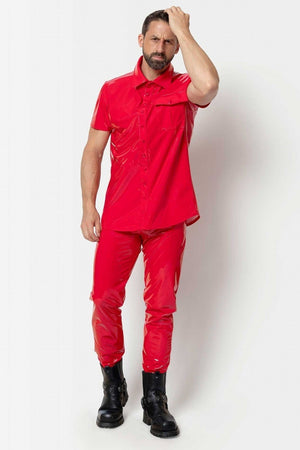 Rote Lackhose "SHAWN" von L'Homme Patrice Catanzaro - Hinreissend