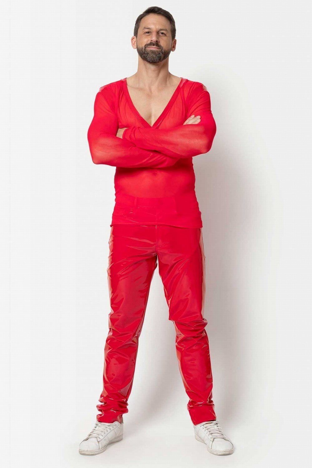 Rote Lackhose "SHAWN" von L'Homme Patrice Catanzaro - Hinreissend