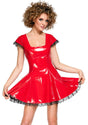Rotes Lack - Minikleid mit Spitzenrüschen - Hinreissend