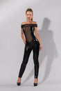 Schulterfreier Datex Catsuit Schwarz - Hinreissend