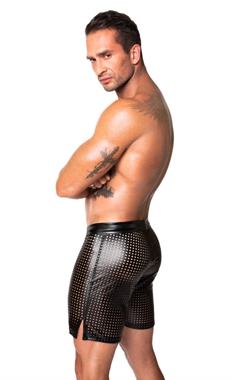 Schwarze Wetlook Shorts H077 - Hinreissend