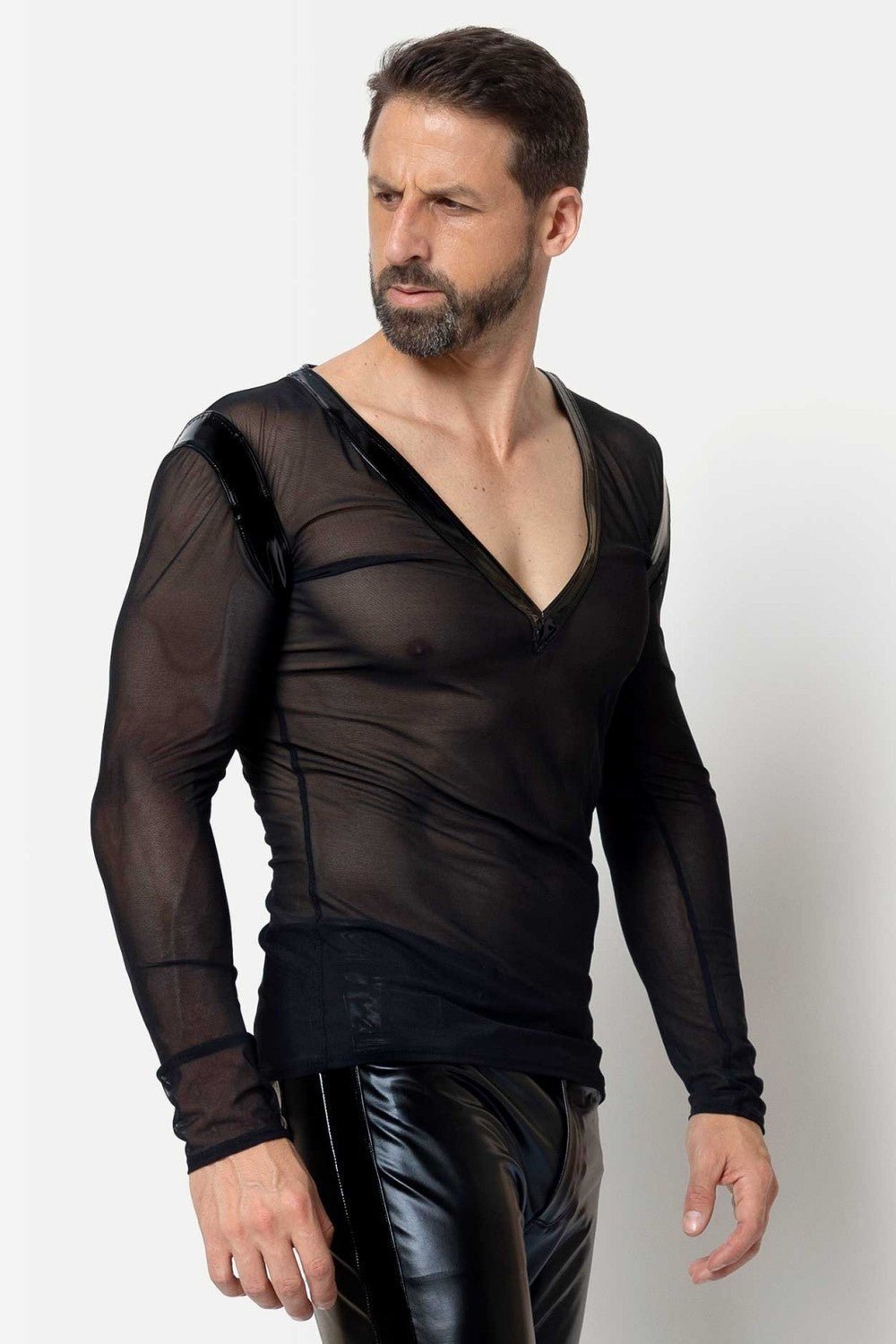 Schwarzes Netz - T-Shirt "Ali" von L'Homme by Patrice Catanzaro - Hinreissend