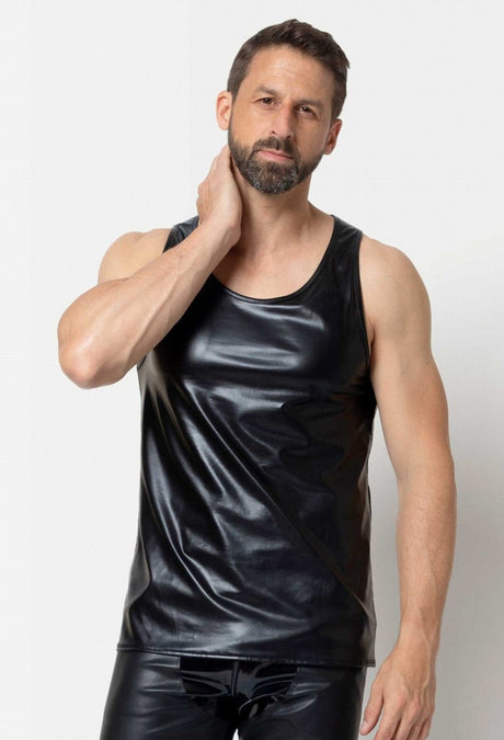 Schwarzes Wetlook Herren Trägershirt von Patrice Catanzaro - Hinreissend