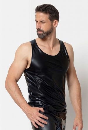 Schwarzes Wetlook Herren Trägershirt von Patrice Catanzaro - Hinreissend