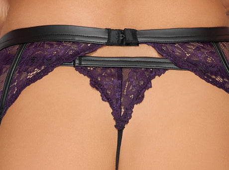 Set: Bralette, Strapsgurt, String ouvert & 2 Handfesseln - Hinreissend