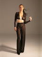 Mesh Hose mit weitem Bein Schwarz Damen von vorne – KYNX