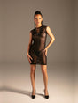 Mesh Kleid rückenfrei mit Schnürung Schwarz Damen von vorne – KYNX