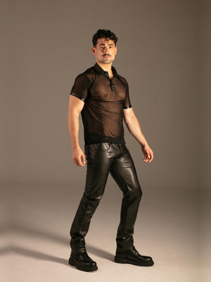 Mesh Polo Schwarz Herren seitlich – KYNX