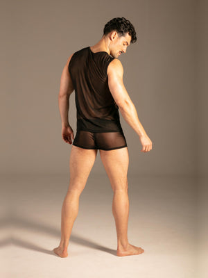 Mesh Tank Top Schwarz Herren von hinten – KYNX