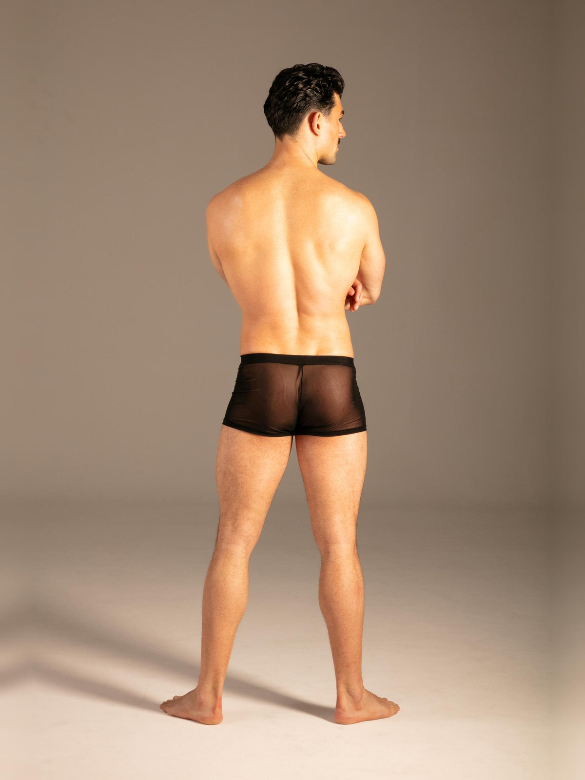 Mesh Boxer mit Zip Schwarz Herren von hinten – KYNX