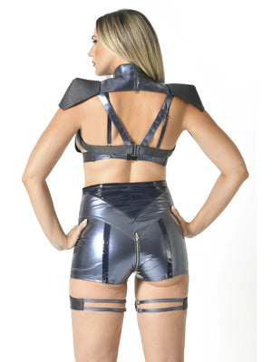 Skaila Lack Short mit Straps Blau – Patrice Catanzaro