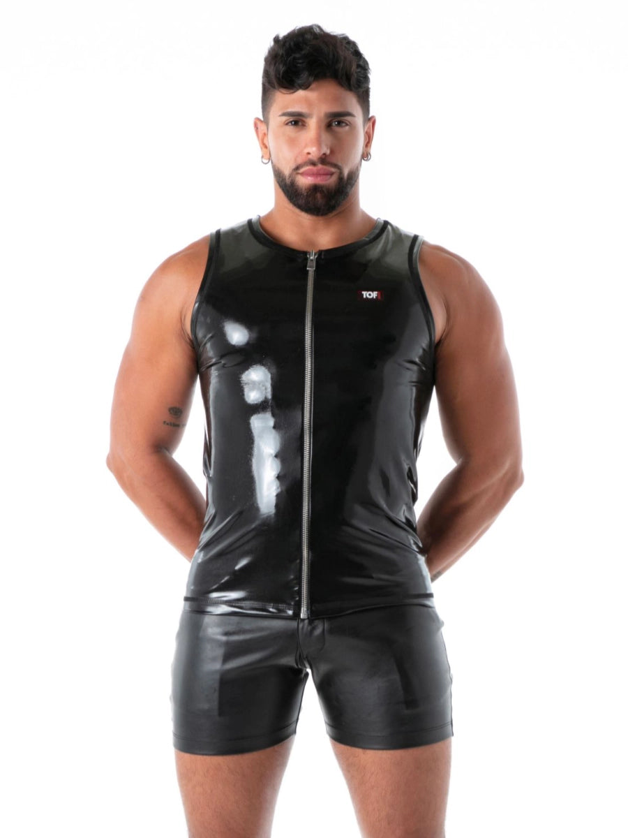 Datex-Tanktop mit Reissverschluss Schwarz – TOF Paris