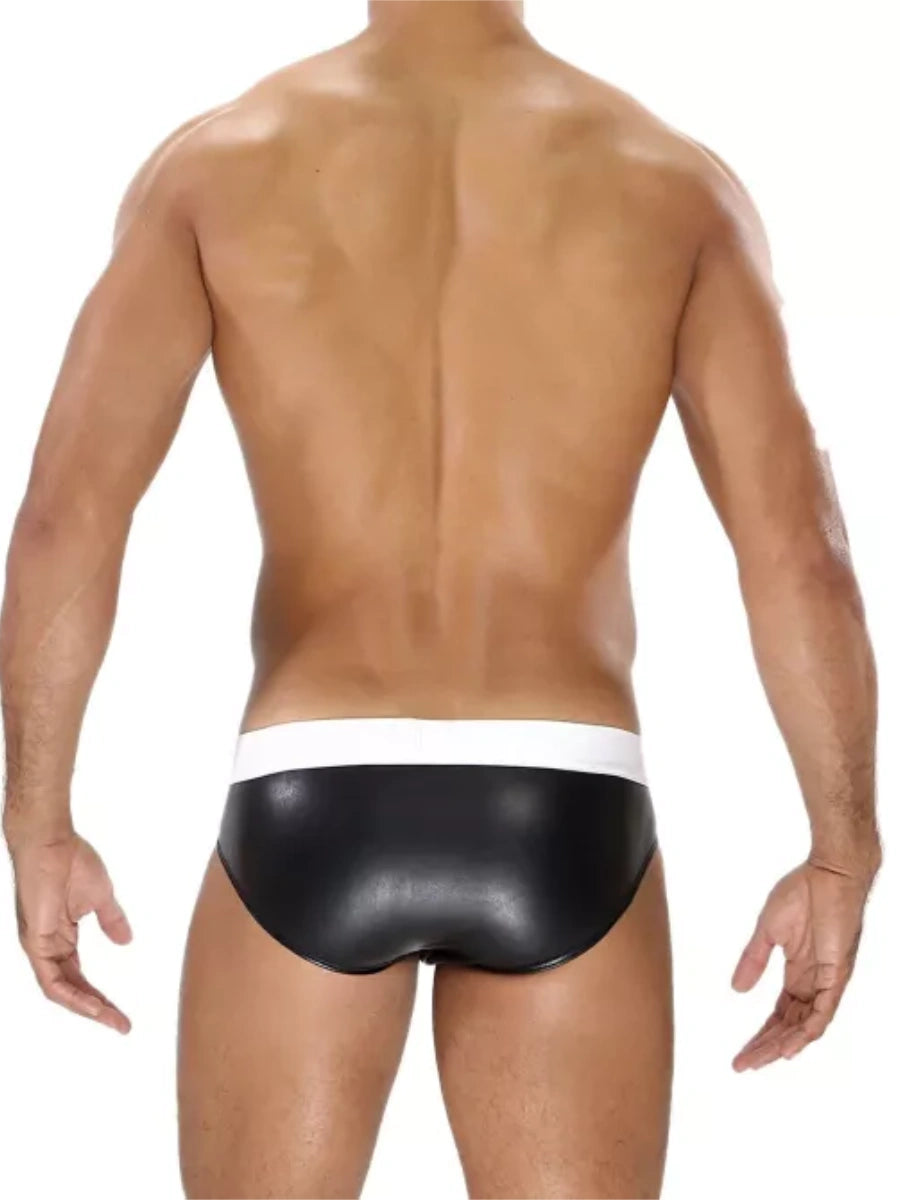 TOF Paris Fetish Brief Black n White Rückansicht
