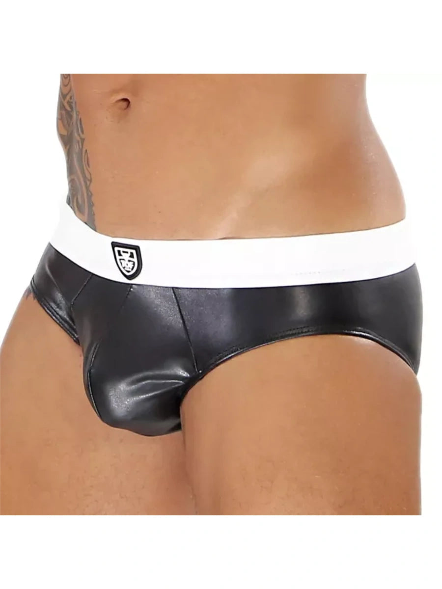 TOF Paris Fetish Brief Black n White Seitenansicht figurbetont
 Zoom