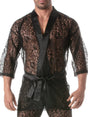  Kimono aus floraler Spitze mit Gürtel von TOF Paris – Vorderansicht