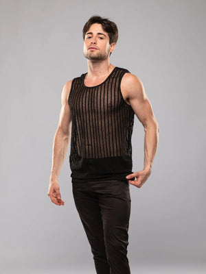 Sheer Mykonos Tanktop von TOF Paris – figurbetonte Vorderansicht mit Mesh