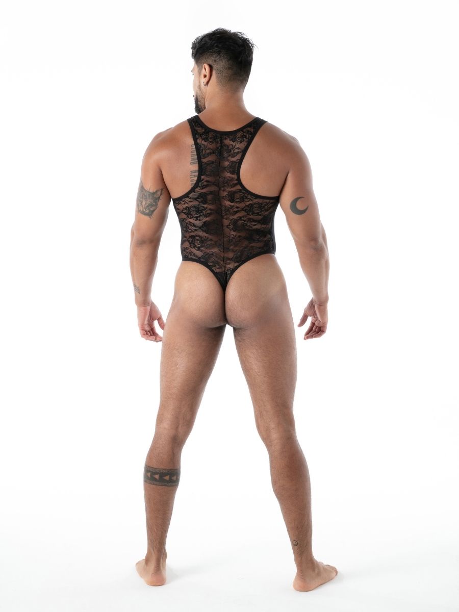 FLUID Spitzen Stringbody schwarz – TOF Paris