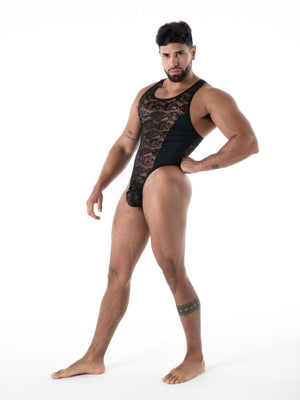 FLUID Spitzen Stringbody schwarz – TOF Paris