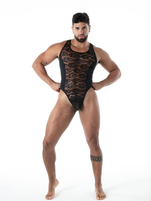 FLUID Spitzen Stringbody schwarz – TOF Paris