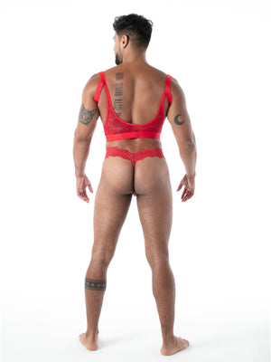 FLUID Strumpfhalter aus Spitze rot – TOF Paris