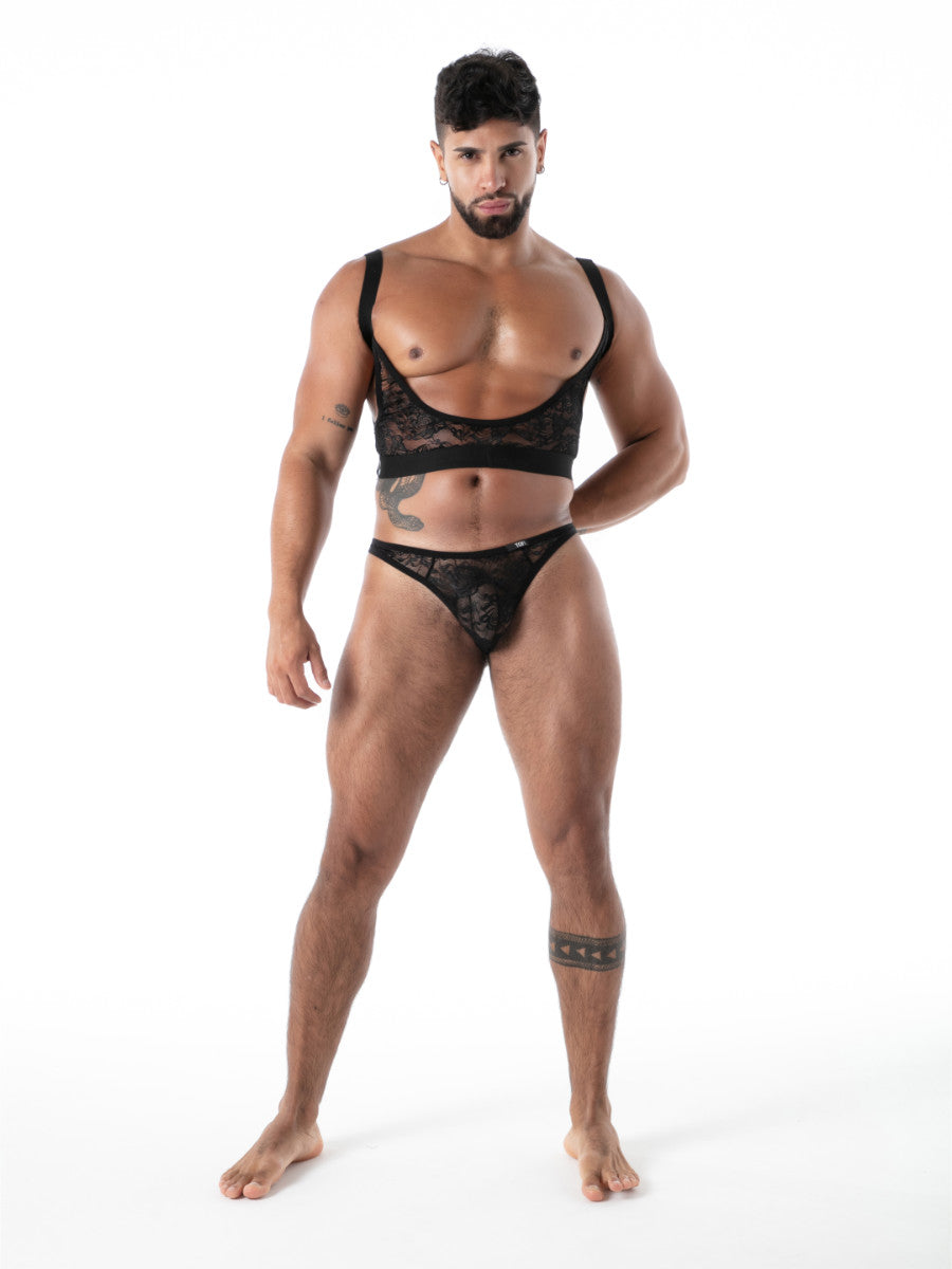 FLUID Strumpfhalter aus Spitze schwarz – TOF Paris
