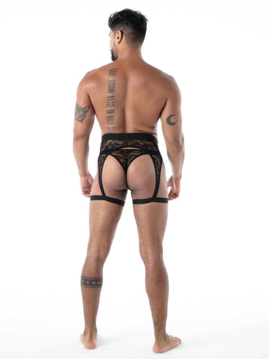 FLUID Strumpfhalter aus Spitze schwarz – TOF Paris