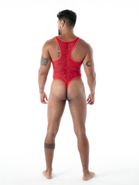 FLUID Spitzen Stringbody rot – TOF Paris